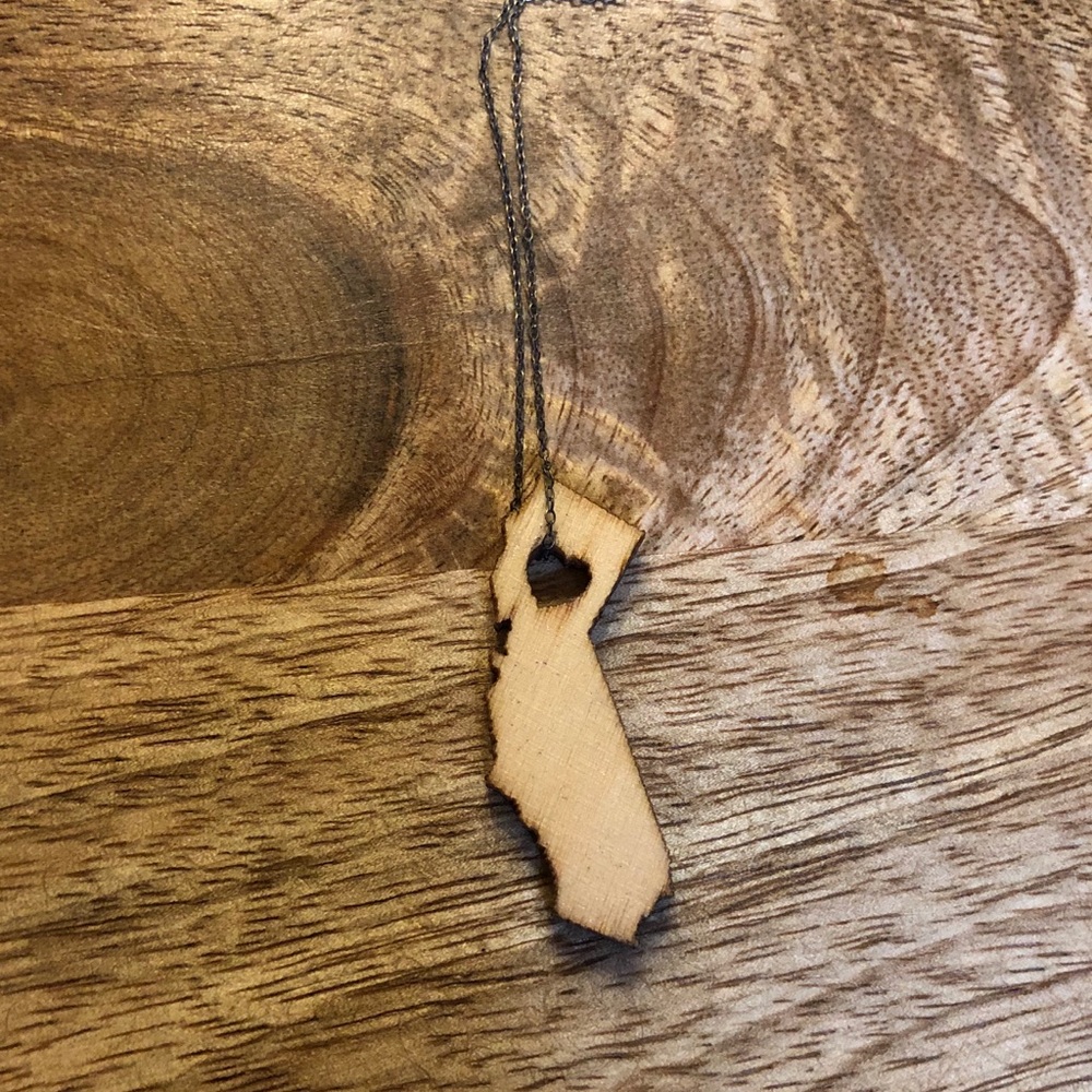 JewelMint California Wood Pendant State Necklace